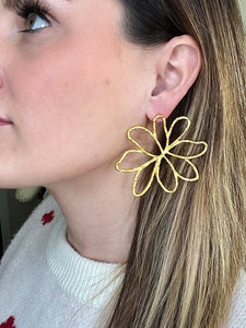 Floral Gold Statement Earrings