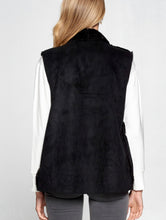 Load image into Gallery viewer, Black Suede Faux Fur Vest