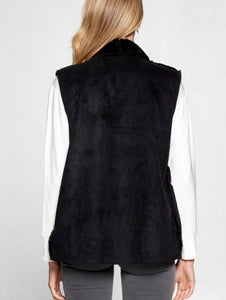 Black Suede Faux Fur Vest