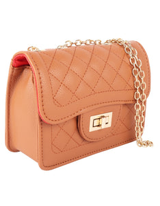 Tan Quilted Leather Mini Purse