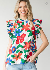 Primary Floral Frill Top
