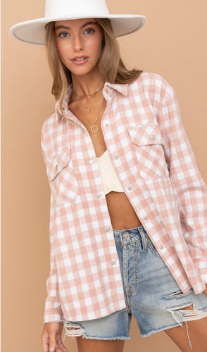 Pink Checker Shacket