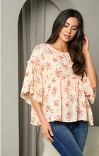 Load image into Gallery viewer, Peach Floral Swing Babydoll Top