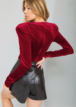 Load image into Gallery viewer, Red Velvet Crop Shirt
