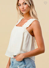 Load image into Gallery viewer, Creme Ruffle Strap Tank