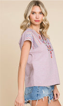Load image into Gallery viewer, Embroidered Stripe Top